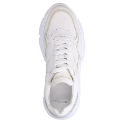 Manfield Witte leren sneakers^DAMES Sneakers