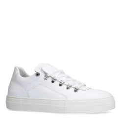 Manfield Witte leren sneakers^Heren Sneakers