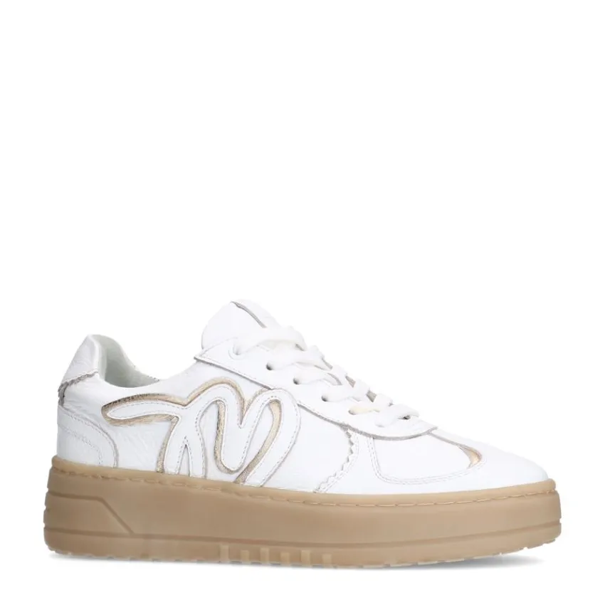Manfield Witte leren sneakers^DAMES Sneakers