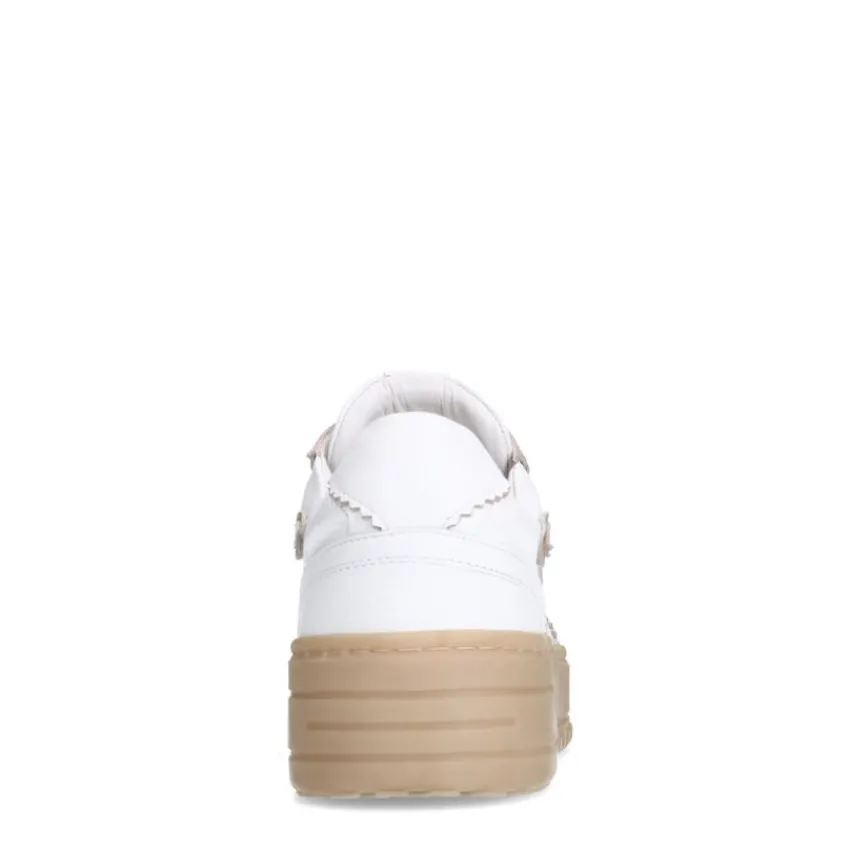 Manfield Witte leren sneakers^DAMES Sneakers