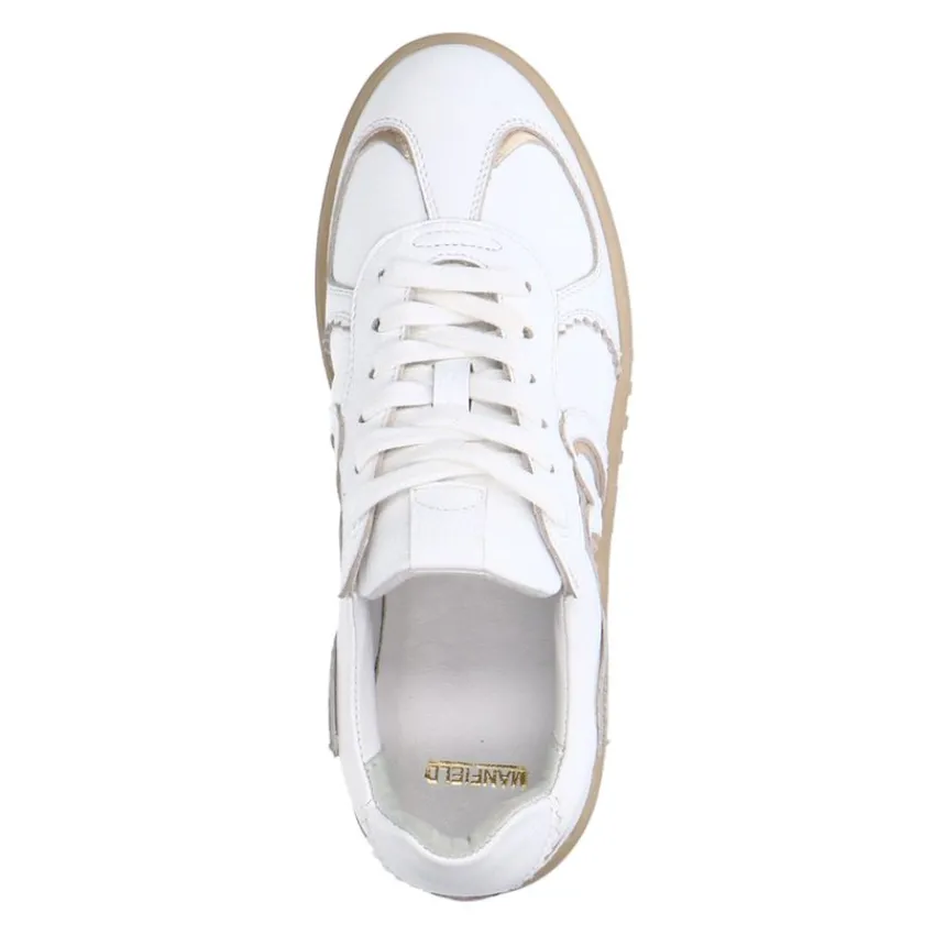 Manfield Witte leren sneakers^DAMES Sneakers