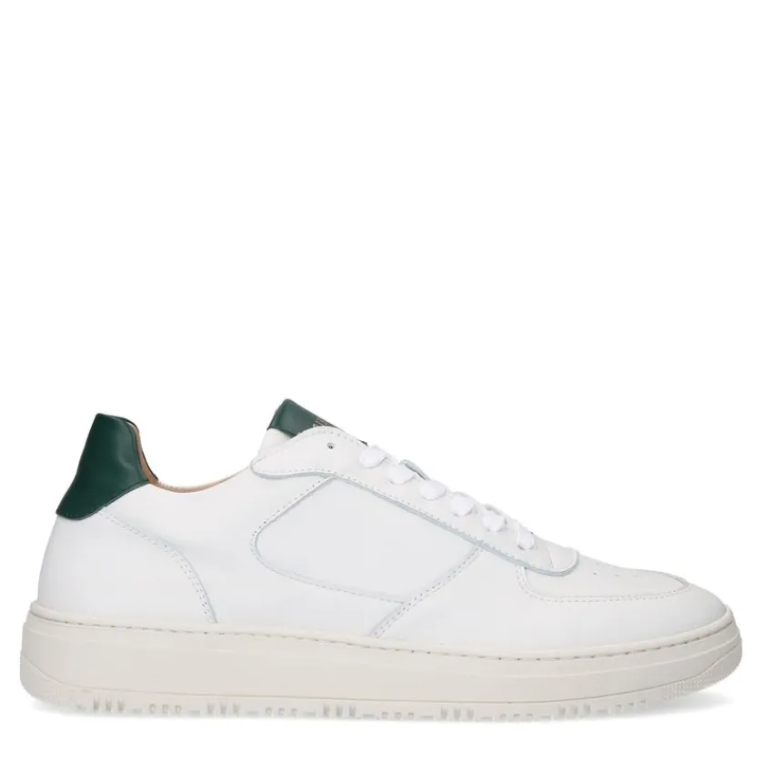 Manfield Witte leren sneakers^Heren Sneakers