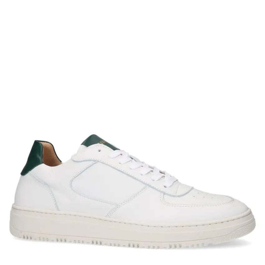 Manfield Witte leren sneakers^Heren Sneakers