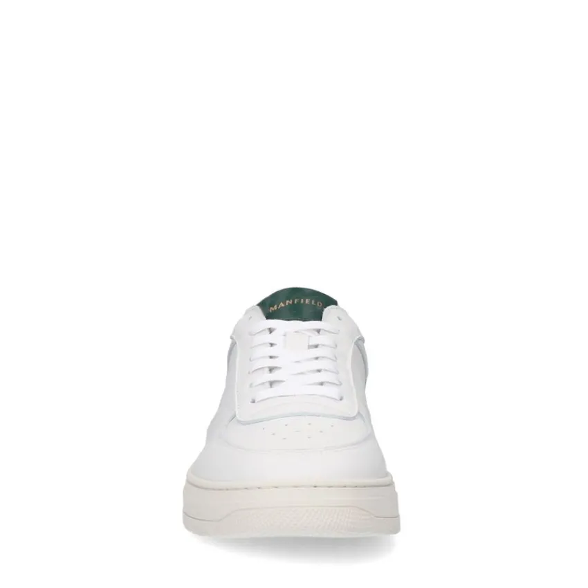 Manfield Witte leren sneakers^Heren Sneakers