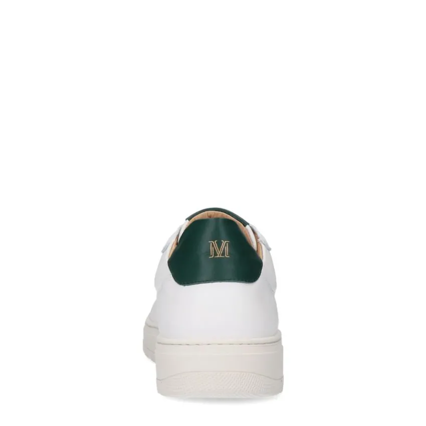 Manfield Witte leren sneakers^Heren Sneakers