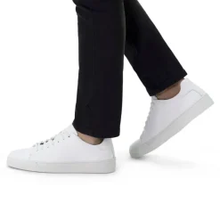 Manfield Witte leren sneakers^Heren Sneakers