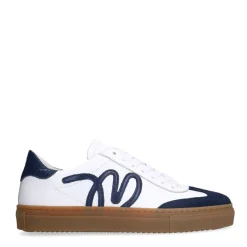 Manfield Witte leren sneakers met suède details^DAMES Sneakers