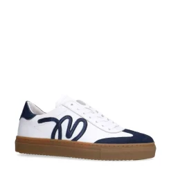 Manfield Witte leren sneakers met suède details^DAMES Sneakers