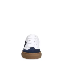 Manfield Witte leren sneakers met suède details^DAMES Sneakers