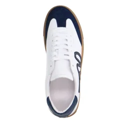 Manfield Witte leren sneakers met suède details^DAMES Sneakers
