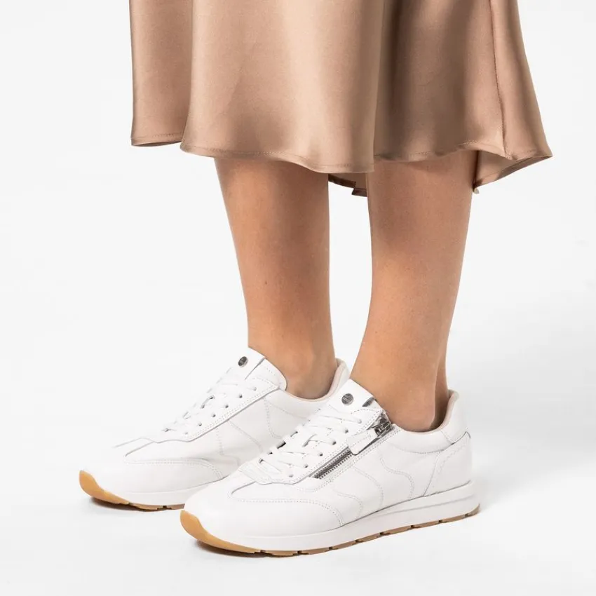 No Stress Witte leren sneakers met rits^DAMES Sneakers