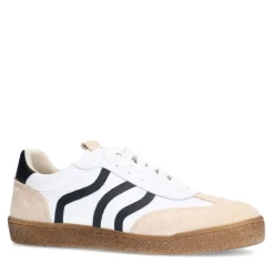 No Stress Witte leren sneakers met zwarte details^DAMES Sneakers