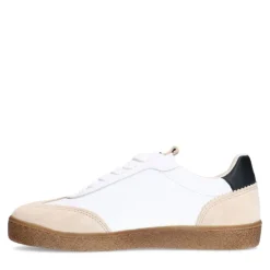 No Stress Witte leren sneakers met zwarte details^DAMES Sneakers