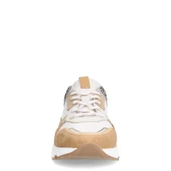 Manfield Witte leren sneakers met leopard details^DAMES Sneakers