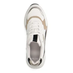 Manfield Witte leren sneakers met goudkleurige details^DAMES Sneakers
