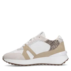 Manfield Witte leren sneakers met suède details^DAMES Sneakers
