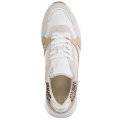 Manfield Witte leren sneakers met suède details^DAMES Sneakers