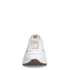 Manfield Witte leren sneakers met details^DAMES Sneakers