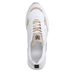 Manfield Witte leren sneakers met details^DAMES Sneakers