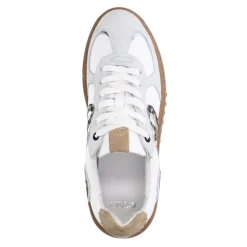 Manfield Witte leren sneakers met leopard details^DAMES Sneakers