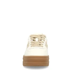 Manfield Witte leren sneakers met suède details^DAMES Sneakers