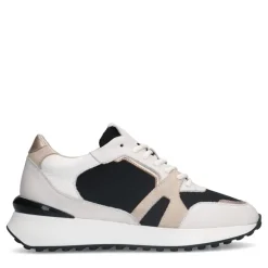 Manfield Witte leren sneakers met mesh details^DAMES Sneakers