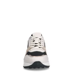 Manfield Witte leren sneakers met mesh details^DAMES Sneakers
