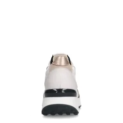 Manfield Witte leren sneakers met mesh details^DAMES Sneakers