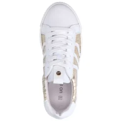 No Stress Witte leren sneakers met gouden croco details^DAMES Sneakers
