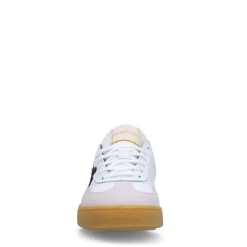 Manfield Witte leren sneakers met zwarte details^DAMES Sneakers