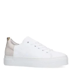 Manfield Witte leren sneakers met grijze achterkant^DAMES Sneakers