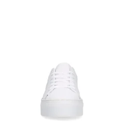 Manfield Witte leren sneakers met grijze achterkant^DAMES Sneakers