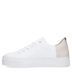 Manfield Witte leren sneakers met grijze achterkant^DAMES Sneakers