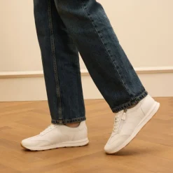 No Stress Witte leren sneakers met rits^DAMES Sneakers