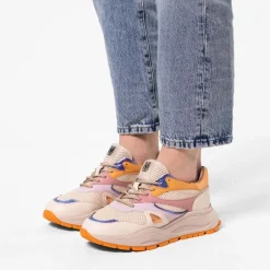 Manfield Witte leren sneakers met gekleurde details^DAMES Sneakers