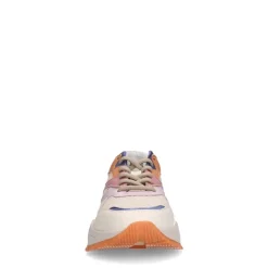 Manfield Witte leren sneakers met gekleurde details^DAMES Sneakers