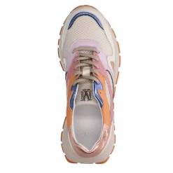 Manfield Witte leren sneakers met gekleurde details^DAMES Sneakers
