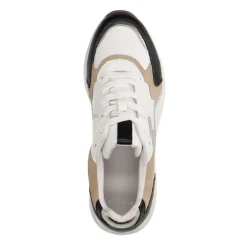 Manfield Witte leren sneakers met goudkleurige en zwarte details^DAMES Sneakers