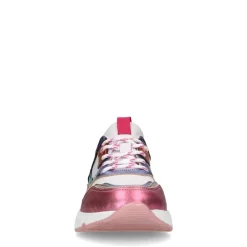 Manfield Witte leren sneakers met metallic details^DAMES Sneakers