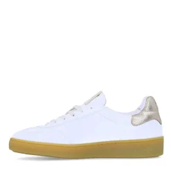 Manfield Witte leren sneakers met metallic details^DAMES Sneakers