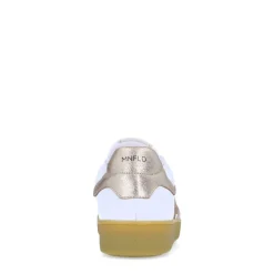 Manfield Witte leren sneakers met metallic details^DAMES Sneakers