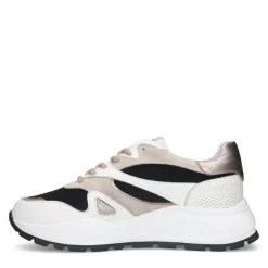 Manfield Witte leren sneakers met mesh details^DAMES Sneakers