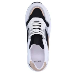Manfield Witte leren sneakers met zilveren details^DAMES Sneakers