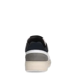 Manfield Witte leren sneakers met zwarte details^Heren Sneakers