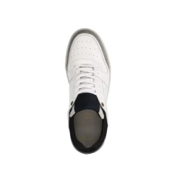 Manfield Witte leren sneakers met zwarte details^Heren Sneakers
