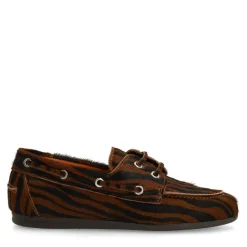 Manfield Zebra bootschoenen met imitatie vacht^DAMES Loafers