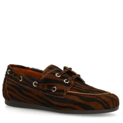 Manfield Zebra bootschoenen met imitatie vacht^DAMES Loafers