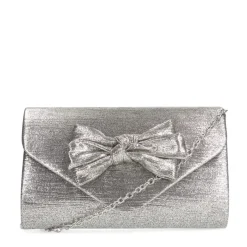Manfield Zilveren clutch met strik^ Clutches