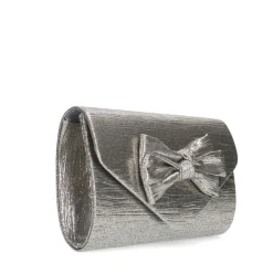 Manfield Zilveren clutch met strik^ Clutches