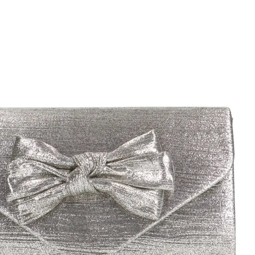 Manfield Zilveren clutch met strik^ Clutches